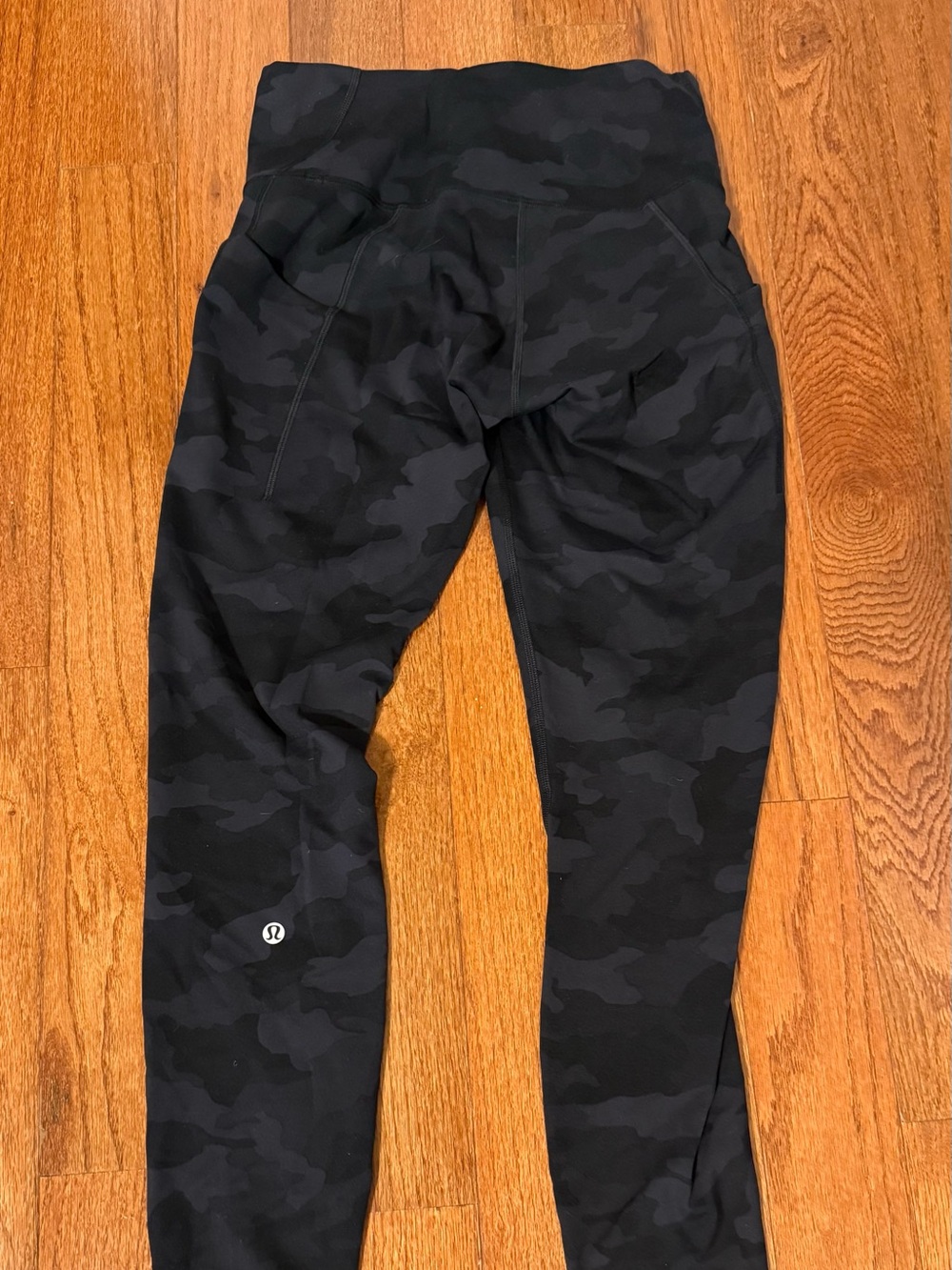 Lululemon Women’s Wunder Train High-Rise Black Camo Tights with Pockets